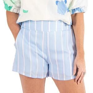 Emily McCarthy Hampton Stripe Everyday Dress Shorts in Light Blue Size Large